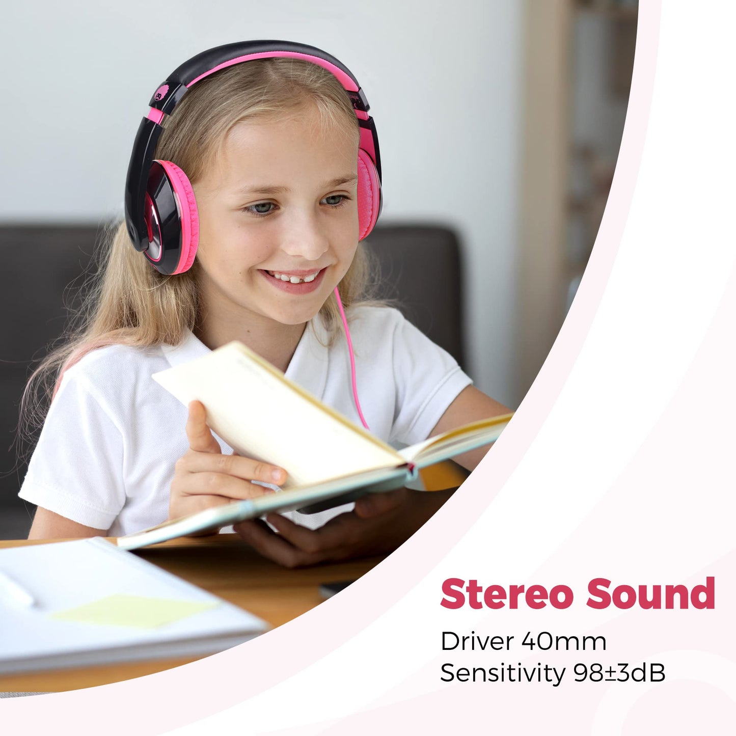 rockpapa Comfort Kids Headphones for School, Lightweight Childrens Boys Girls Teens Over-Ear Headphones Wired 3.5mm for CD DVD Player Tablet Phone…