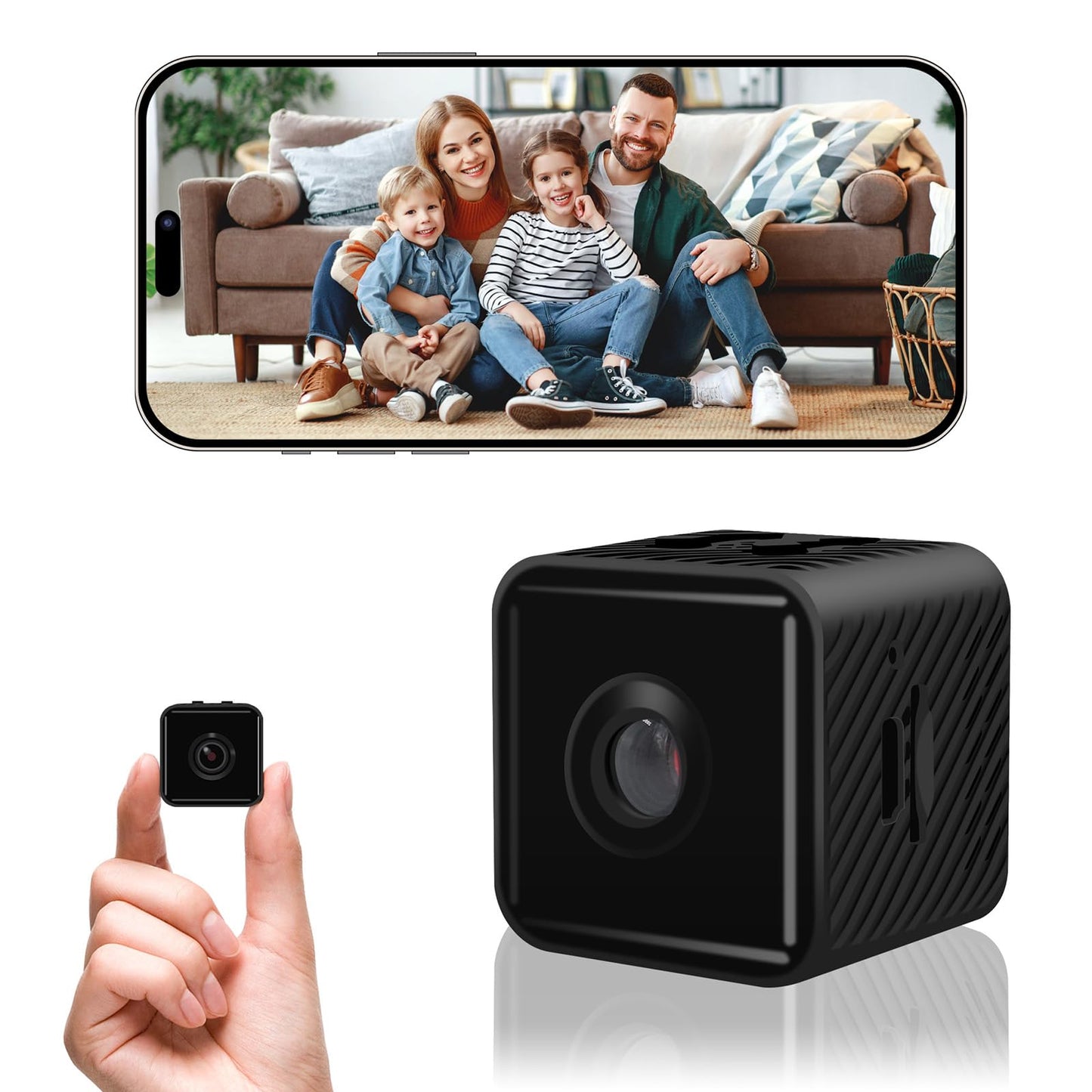 Mini Security Camera, 1080P HD Home Wireless Small Camera, Indoor WiFi Nanny Cam with Motion Detection and Night Vision, 150° Wide View, App Alerts