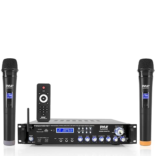 Pyle Bluetooth Multi-Channel Hybrid Pre-Amplifier System - 3000W Home Audio Rack Mount Stereo Power Amplifier Receiver w/ Radio, USB, UHF, Dual