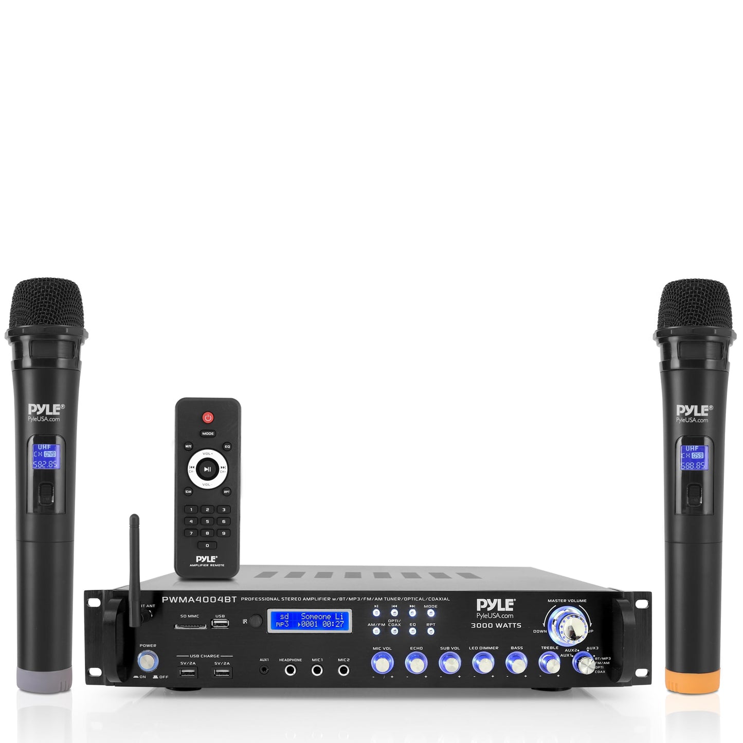 Pyle Bluetooth Multi-Channel Hybrid Pre-Amplifier System - 3000W Home Audio Rack Mount Stereo Power Amplifier Receiver w/ Radio, USB, UHF, Dual