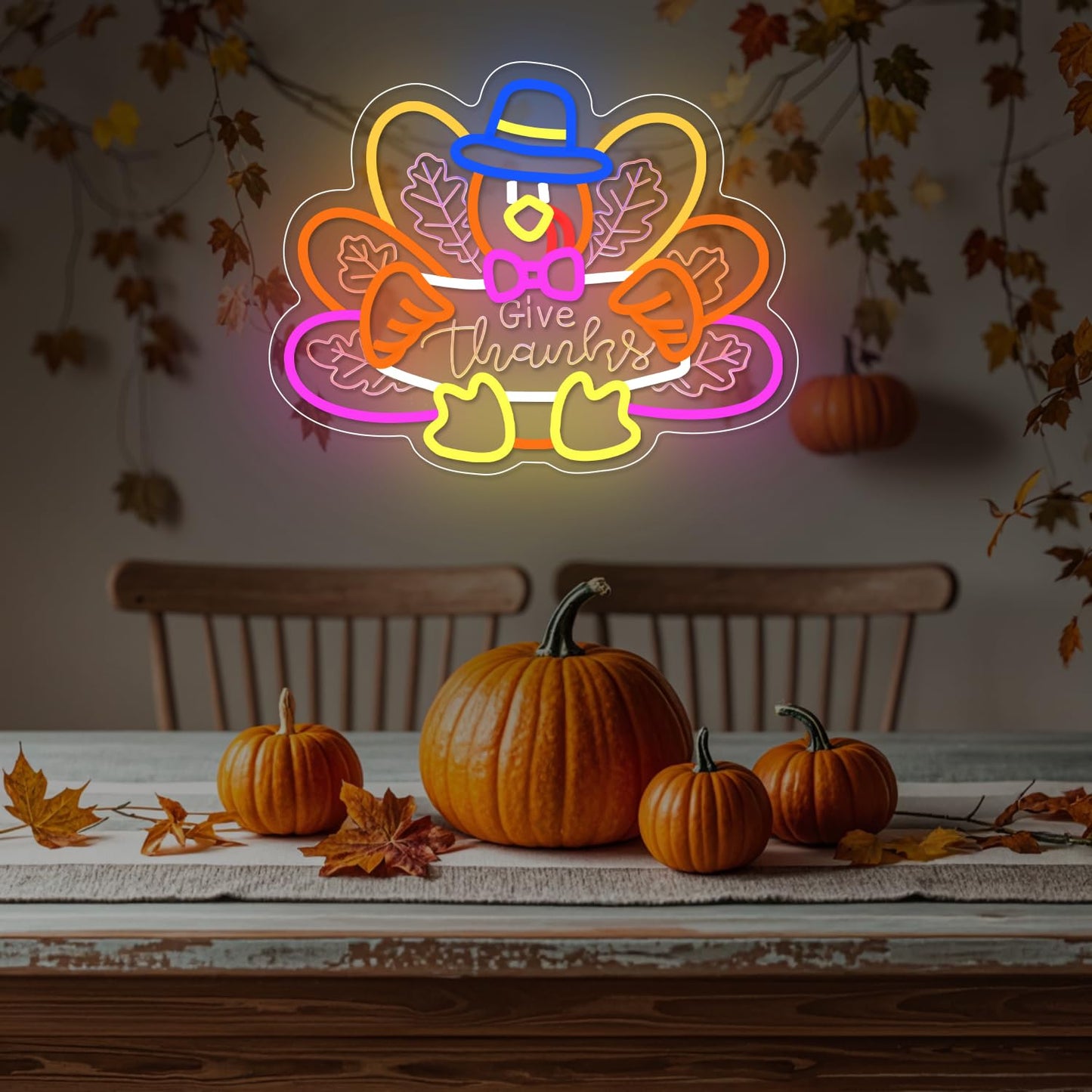 Turkey Neon Sign Thanksgiving Neon Sign Dimmable Thanksgiving Neon Light for Wall Decor Turkey Neon Light for Home Party Holiday Gift