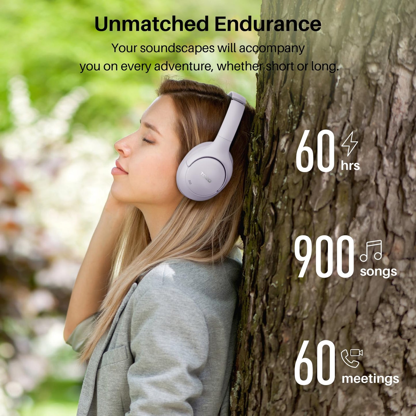 TOZO Hybrid Active Noise Cancelling Headphones, Wireless Over Ear Bluetooth Headset, 60H Playtime, Hi-Res Audio Custom EQ via App Deep Bass Comfort…