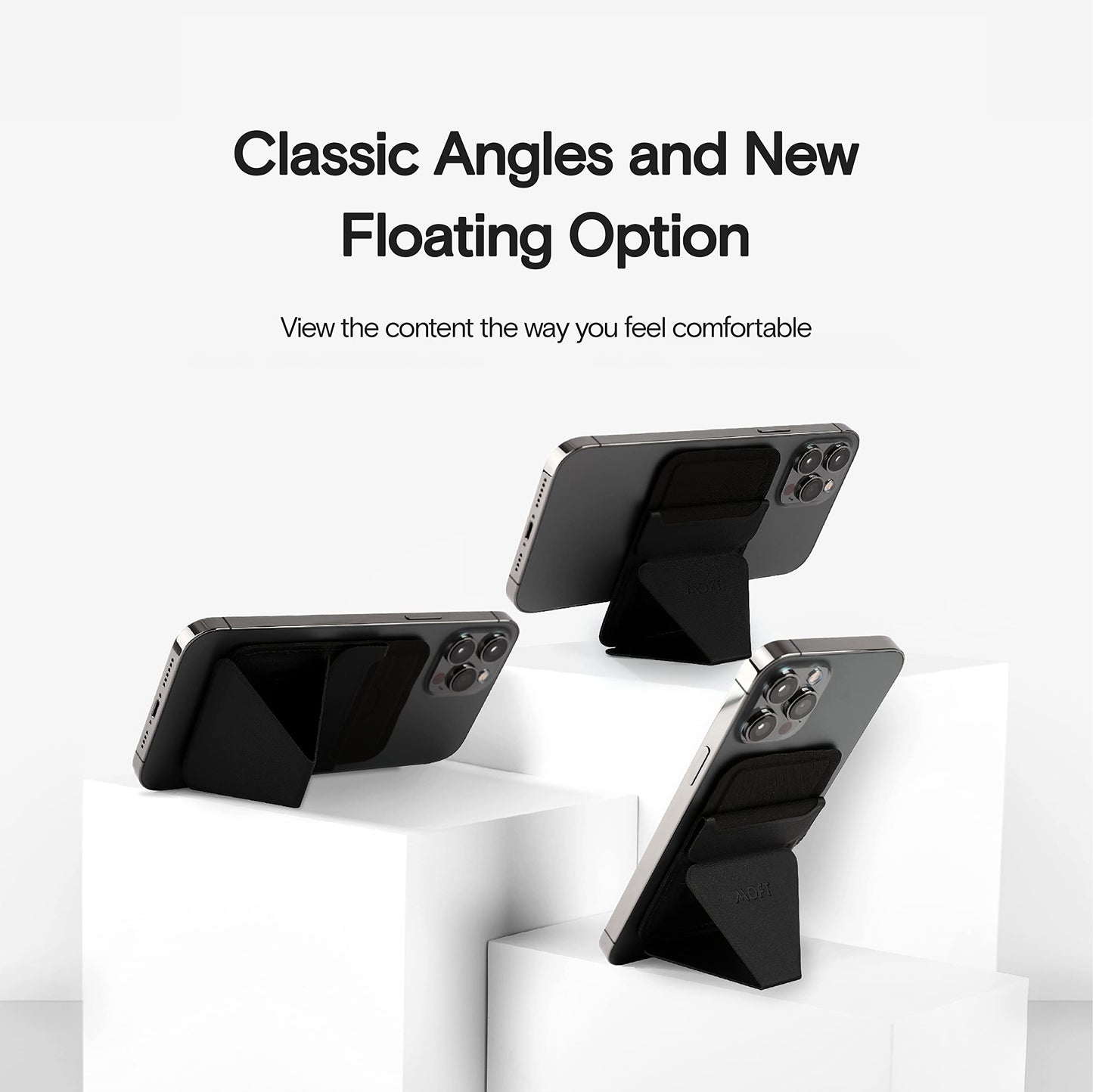 MOFT MagSafe Wallet Stand for iPhone 13/12 Series MagSafe Compatible Phone Stand with 3 Viewing Angles, Night Black