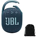 JBL Clip 4 Portable Bluetooth Speaker Bundle with Deluxe CCI Protective Carrying Pouch (Blue)