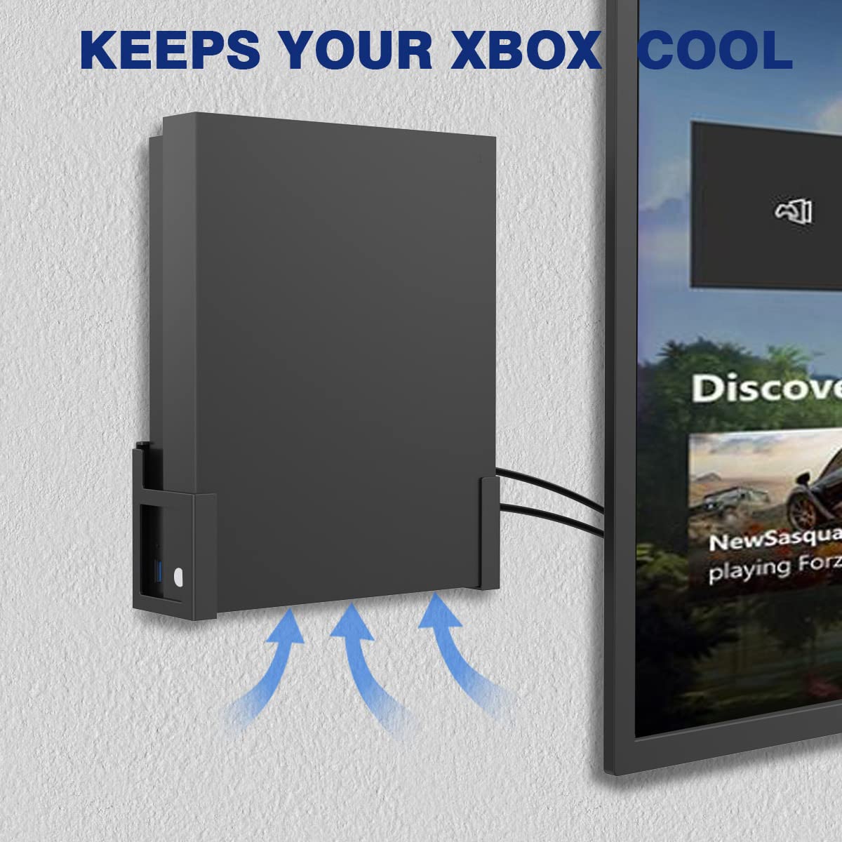 Monzlteck Wall Mount for Xbox One X (Not Fit for One Original)?All Metal Vertical Hanging On Wall with Power Botton Left/Right,Wall Shelf Bracket