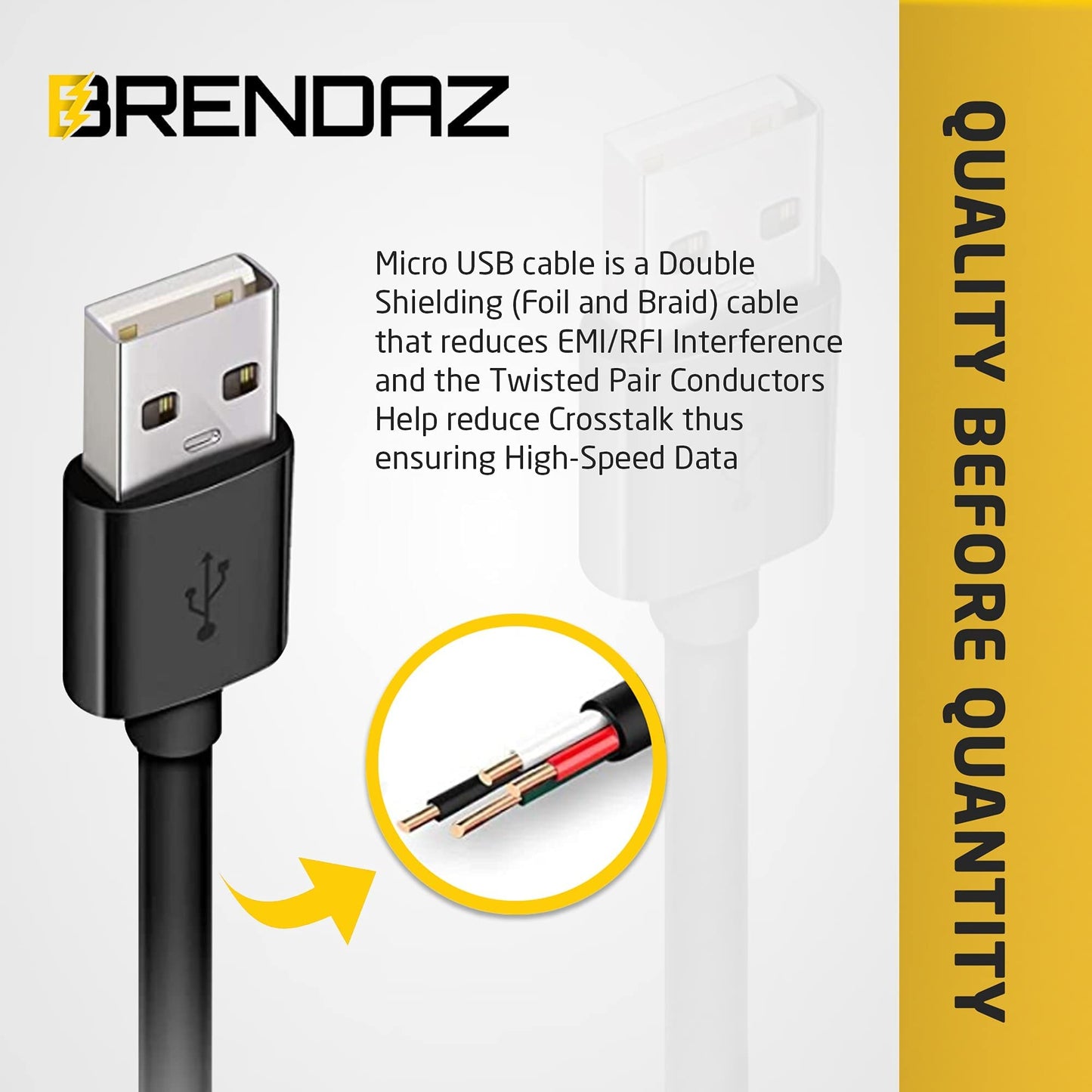 BRENDAZ (5 Pack) Micro USB Cable - Micro USB to USB Charger Cord, Data Transfer Android USB Cord, Compatible with Kindle Fire HD Tablet, Xbox One S X