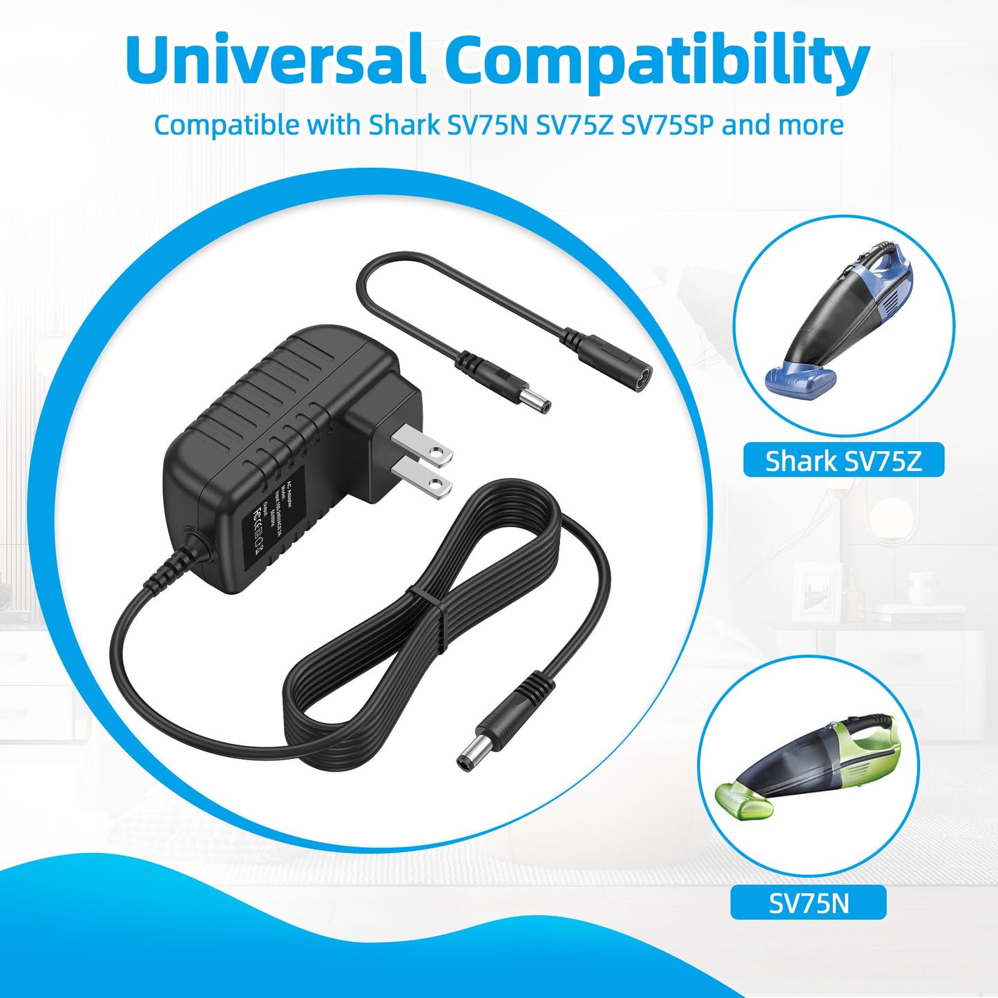 PKPOWER 21V AC DC Adapter for Shark 15.6V SV75_N Series SV75N SV75Z SV75SP SV75C SV7514 N14 Cordless Pet Perfect Hand Vacuum Vac Power Supply Cord…