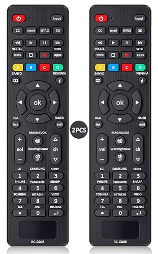 (Pack of 2) Universal TV Remote Control Replacement for TCL, Samsung, Insignia, LG, Hisense, Sony, Philips, Vizio, Sharp, Panasonic, Sanyo and Other