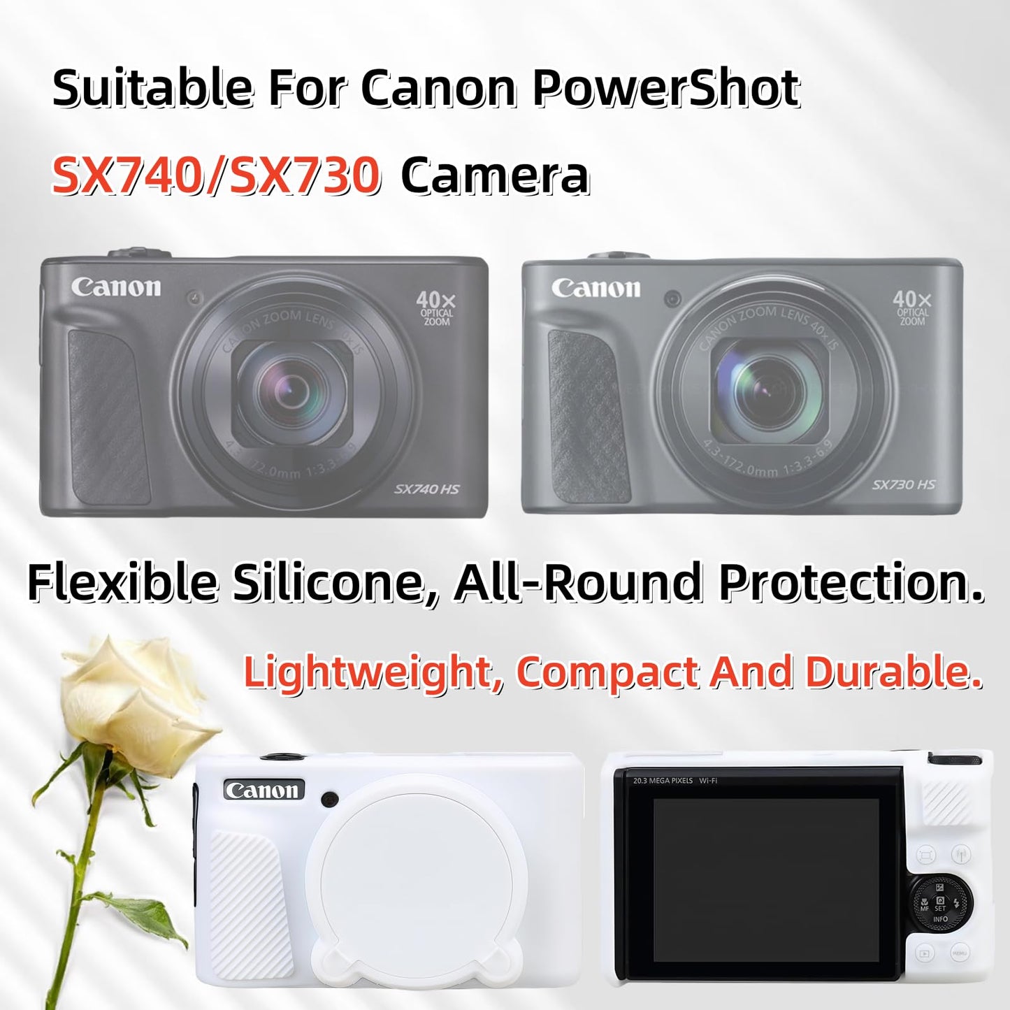 SZHSYJY Camera Case for Canon PowerShot SX740/ SX730 Digital Camera,Soft Silicone Protective Bag Removable Lens Cover,Anti-Scratch Slim Fit