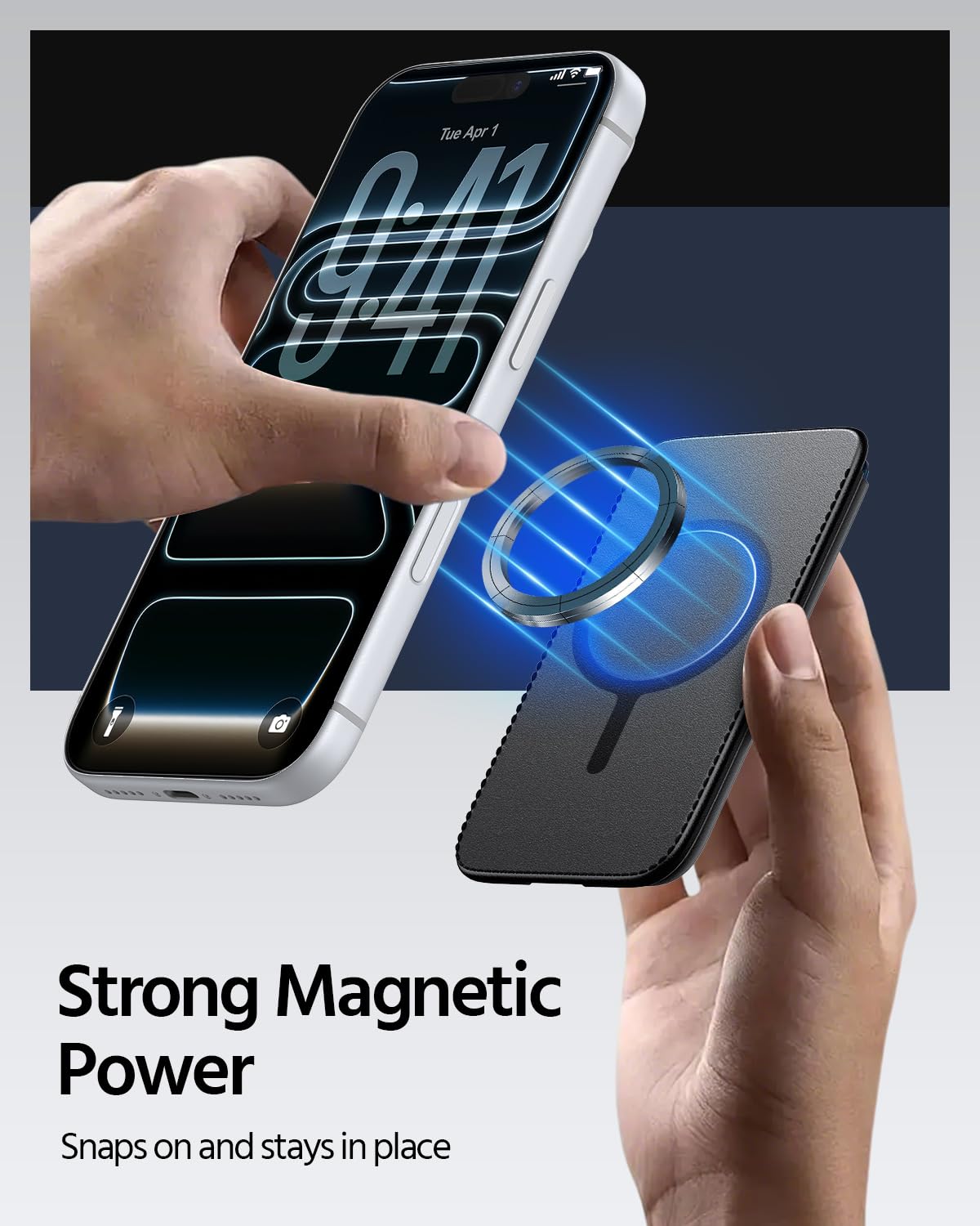 CASEVASN Magnetic Wallet for iPhone, Samsung, Google, Mganetic Card Holder with Adjustable Stand, RFID Blocking, Slim Leather Mag-Safe Wallet