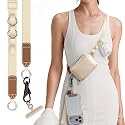 PEAKZOOC Phone Lanyard Crossbody, Clip and Go Phone Strap Crossbody with Wallet, Detachable Phone Crossbody Strap (Beige)