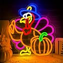 Pumpkin Turkey Neon Sign Dimmable Thanksgiving LED Neon Light Pumpkin Glowing Sign USB Powered Wall Hanging Decoration for Fall Neon Sign Thanksgiving