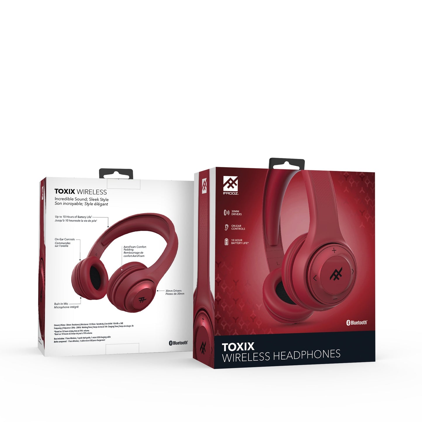 iFrogz Audio - Toxix Wireless Over-The-Ear Wireless Headphones - Red