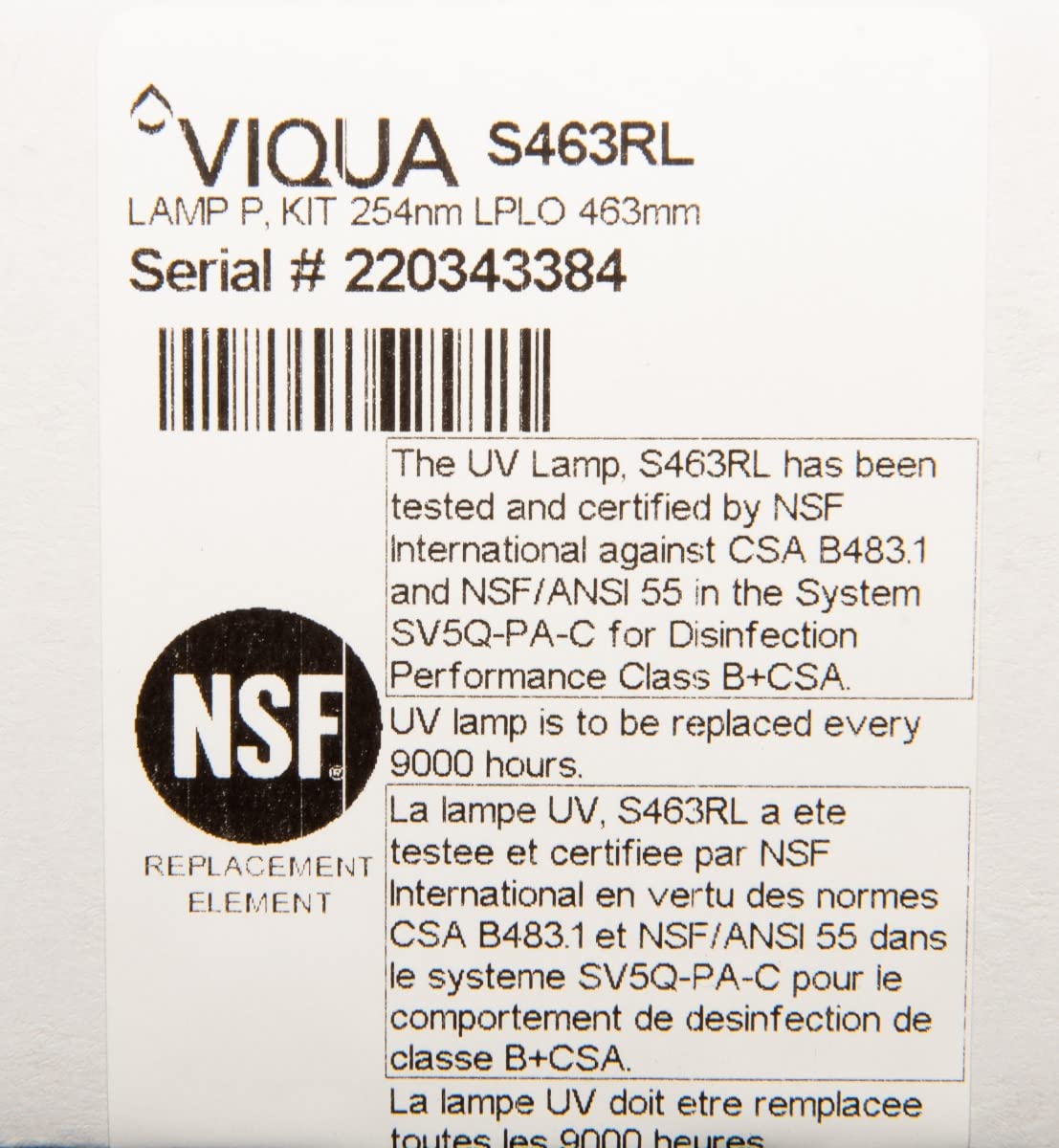 VIQUA S463RL Replacement UV Lamp for VIQUA S5Q-PA system