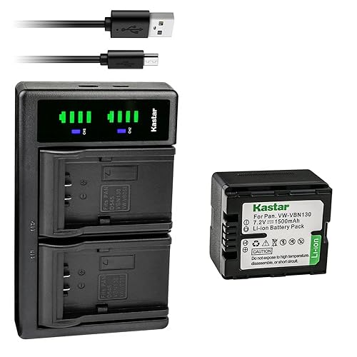 Kastar 1-Pack VW-VBN130 Battery and LTD2 USB Charger Replacement for Panasonic HC-X910, HC-X920, HC-X920M, HDC-HS900, HDC-HS900GK, HDC-HS900GK-3D