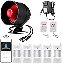 WiFi Alarm Home Security System, 120dB Alarm System with Motion Sensor and Remote Control, WiFi Siren for Shed Garage Alarm