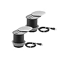 Link2Home 2 Pack Space Saver Grommet Socket with USB, 1 Power Outlet 15A, 1 USB Port 2.4A Fast Charge, Splash Resistant, and Stainless-Steel Finish