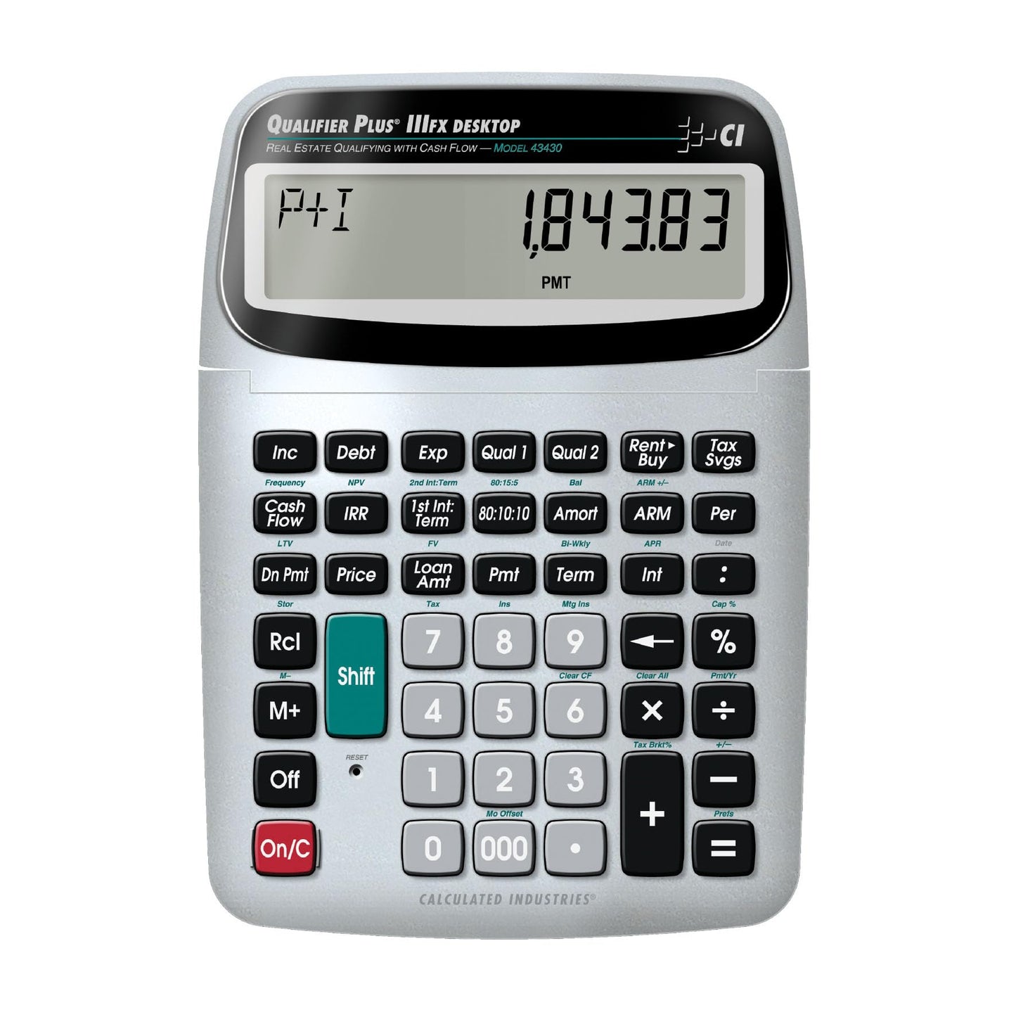 Calculated Industries 43430 Qualifier Plus IIIfx Desktop PRO Real Estate Mortgage Finance Calculator | Clearly-Labeled Keys | Buyer Pre-Qualifying |