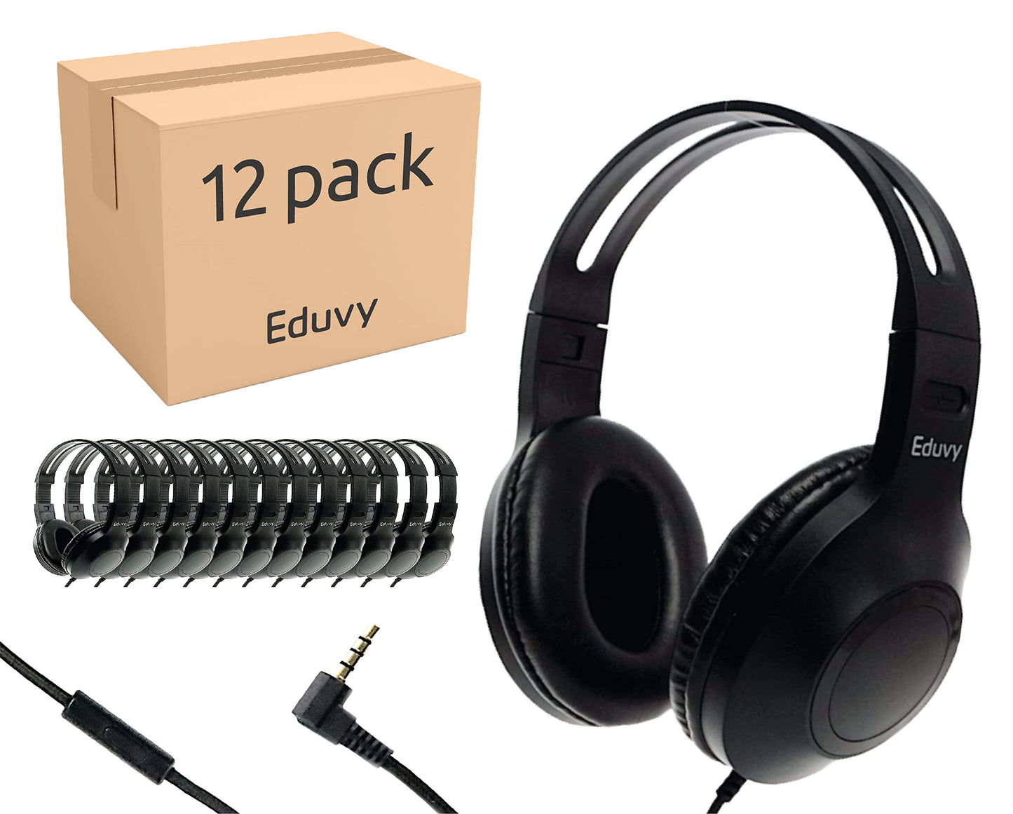 Eduvy Bulk Headphones for Classroom with Microphone, Heavy-Duty School Pack Wired Headphones for Students. Teacher Must Haves Supplies from…
