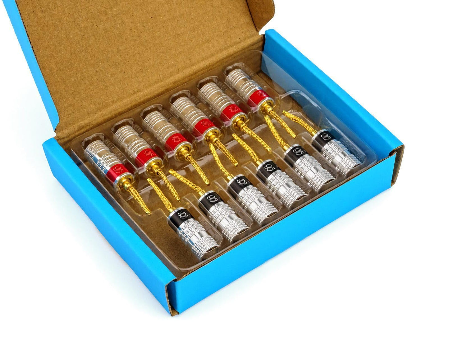 Sewell Silverback Flex Pin Connectors for Speaker Wire, for Spring-Loaded inputs, 6 Pairs - 2025 Update