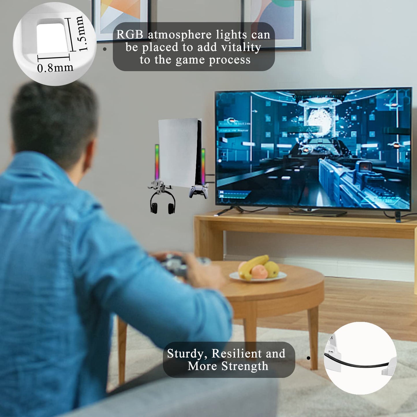 Wabracket Wall Mount Kits for PS5, 6 in 1 Sturdy Wall Mount Brackect Holder for PS5, Compatiable with Both Digital and Disc Version, with Detachable