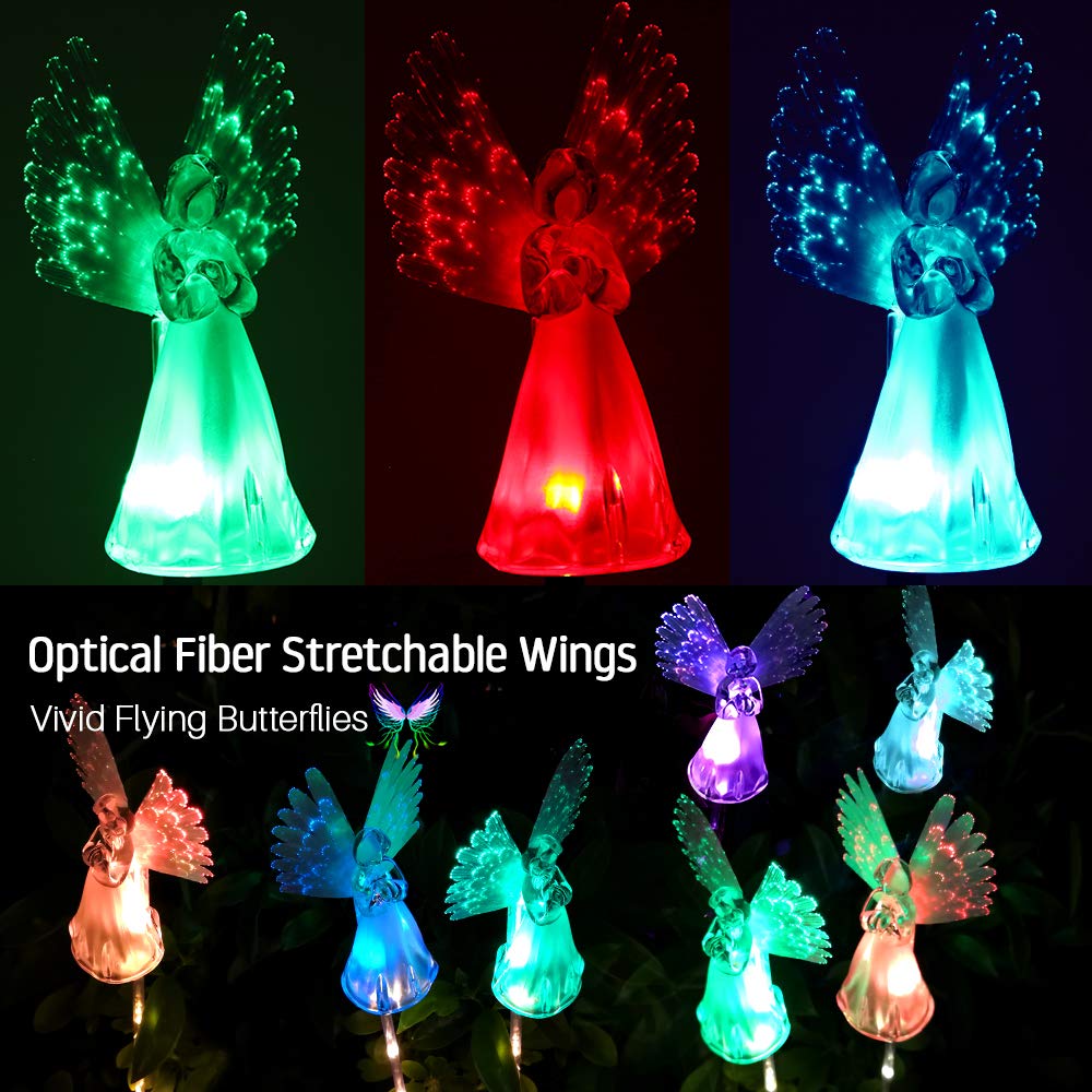 Qualife Solar Angel Lights Outdoor, Garden Gifts for Housewarming Mom Women,Solar Powered Decorative Lights for Garden Yard Patio, Cemetery Grave