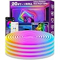 AILBTON 20Ft Neon Rope Lights,Flexible Led Rope Lights Control with App/Remote,Multiple Modes RopeLights,IP65 Outdoor RGB Led Neon Lights NonWater