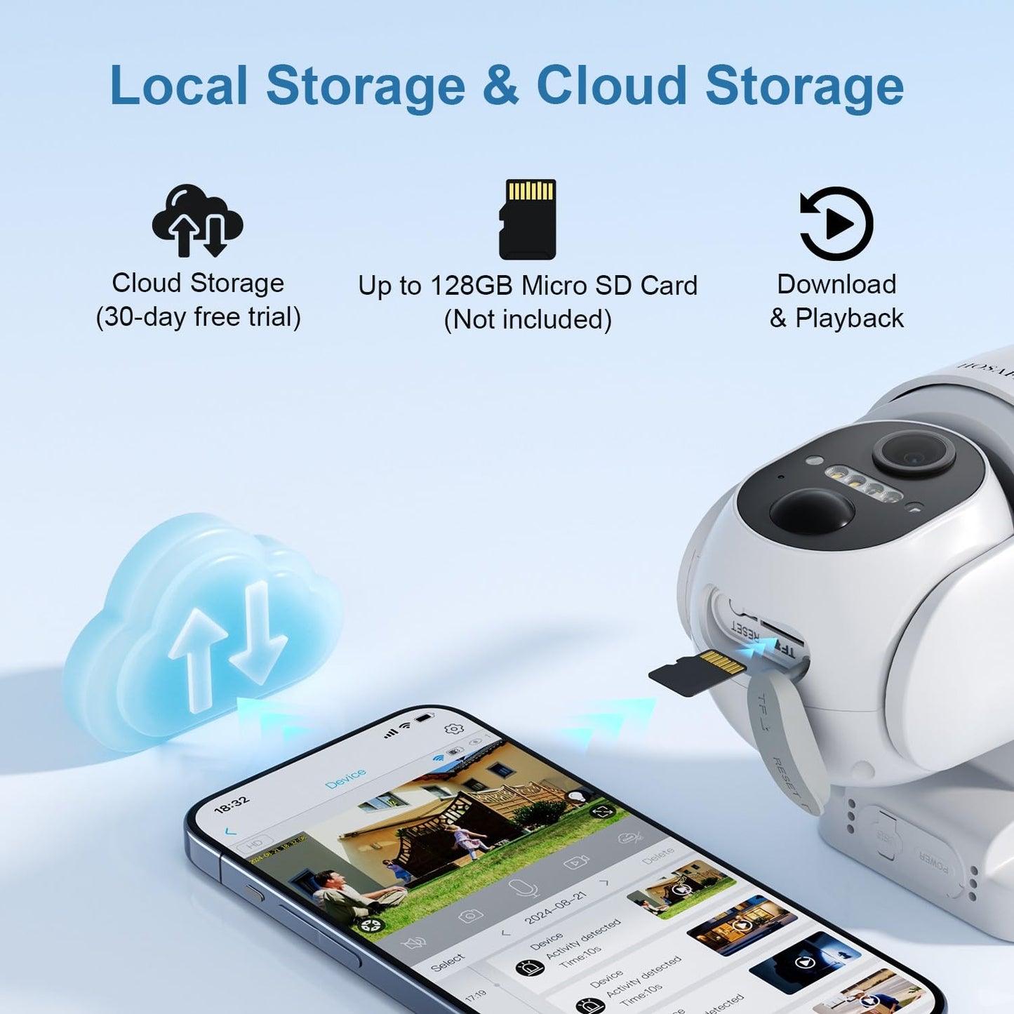 HOSAFE.COM Home Security Cameras Wireless Outdoor, Outdoor Camera Wireless WiFi, 360 Camera Solar Powered, PTZ, PIR Sensor, 2K HD Color Night Vision