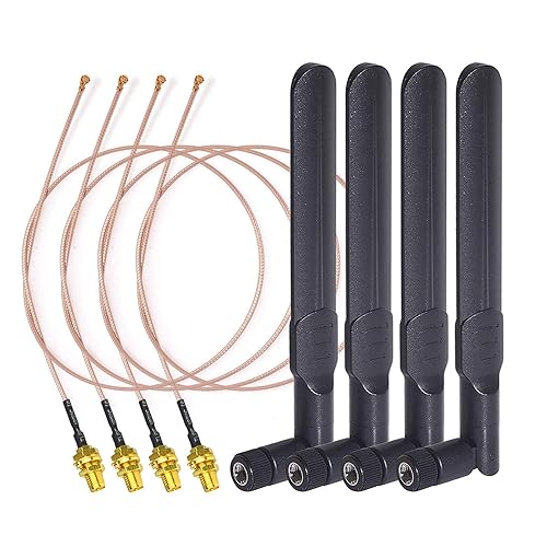 Bingfu Dual Band WiFi 2.4GHz 5GHz 5.8GHz 8dBi RP-SMA Male Antenna 20cm 8 inch RG178 Cable 4-Pack for WiFi Router Wireless Mini PCI Express PCIE