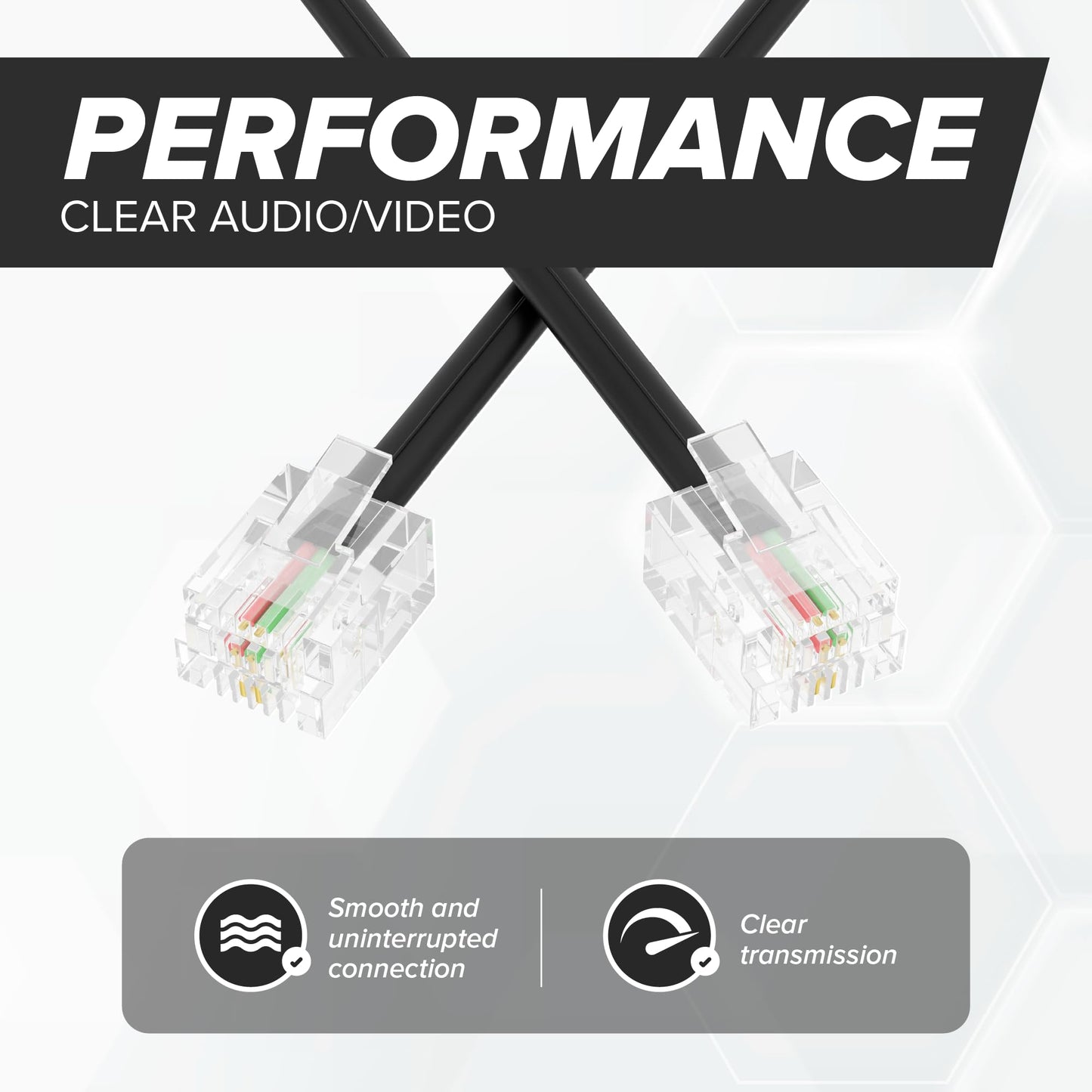 THE CIMPLE CO Phone Cord for Landline, 50 FT, Modular Telephone Extension Line, 2 Conductor (2 Pin, 1 Line) Cable, Works with FAX, AIO, and Other