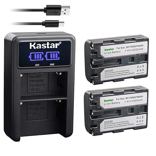 Kastar Battery (X2) & LCD Dual Slim Charger for NP-FM50 NP-FM30 NP-FM51 NP-QM50 NP-QM51 NP-FM55H and Sony CCD-FRV DCR-PC DCR-TRV DCR-DVD DSR-PDX GV