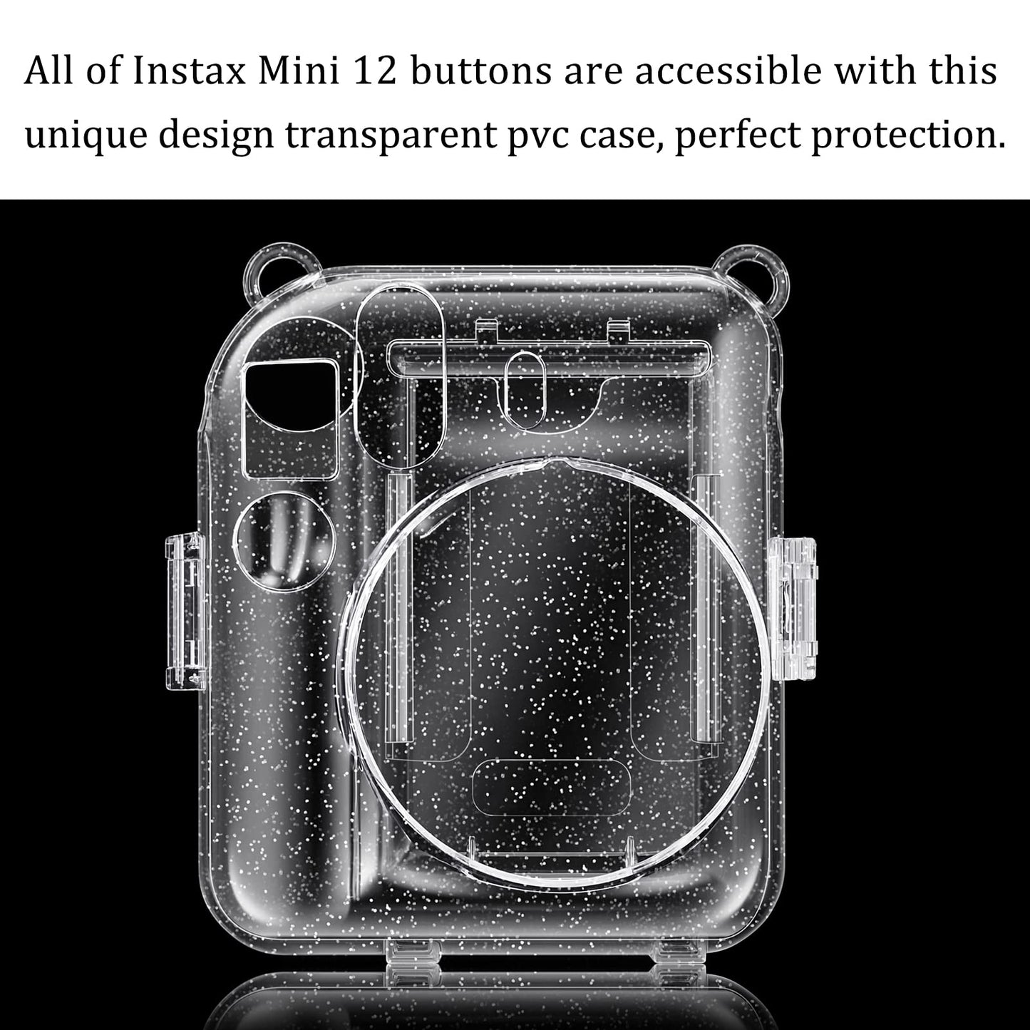 Fintie Protective Clear Case for Fujifilm Instax Mini 12 Instant Camera - Crystal Hard Shell Cover with Upgraded Film Pocket for Storing Photos