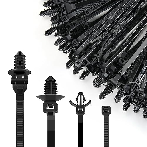 GOOACC Push Mount Cable Zip Ties Heavy Duty Nylon Push Mount 4 Popular Sizes Self Locking Cable Strap Assortment for Indoor Outdoor Wire Tying