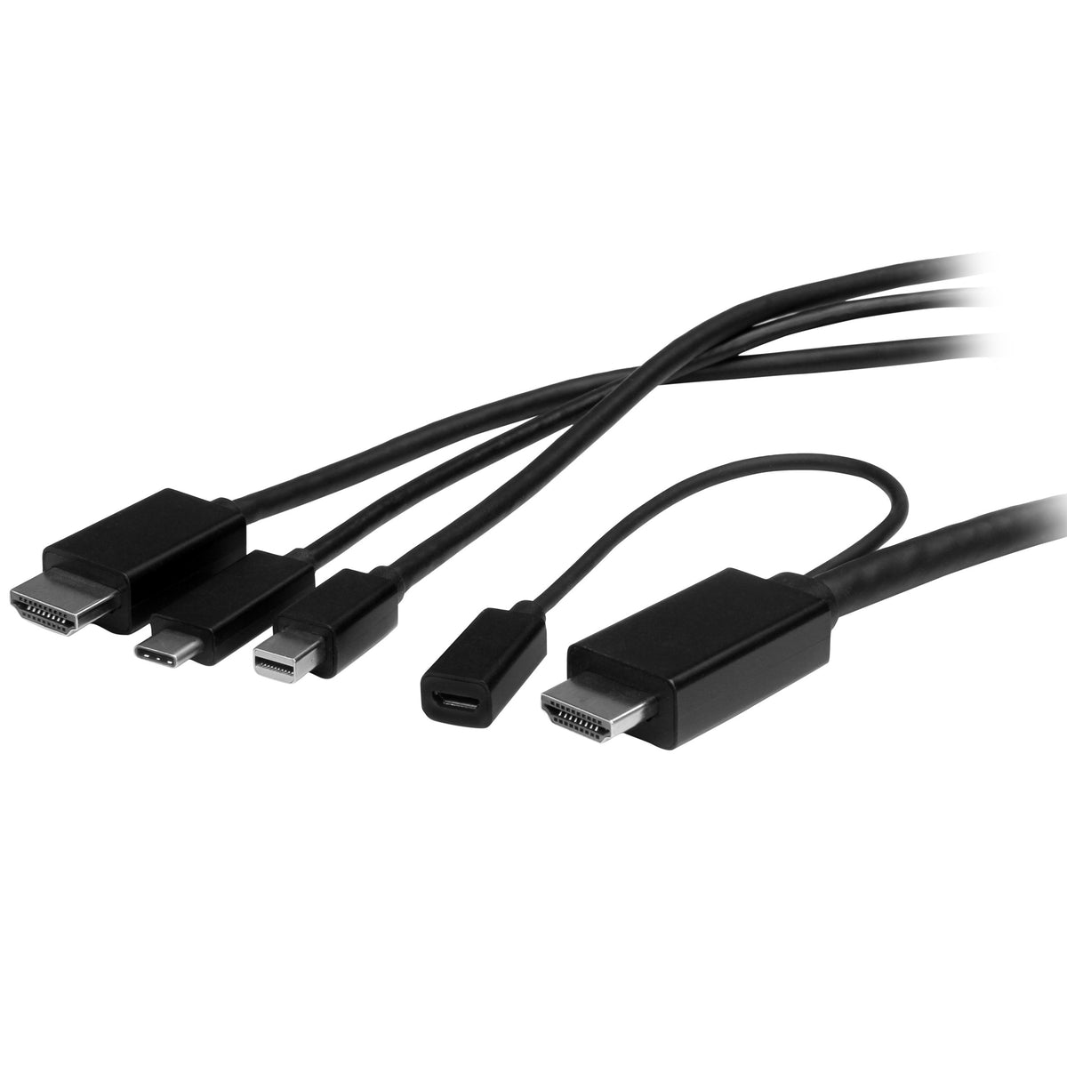 StarTech 2m USB-C, Mini DisplayPort & HDMI to HDMI Adapter Cable, 4K 30Hz