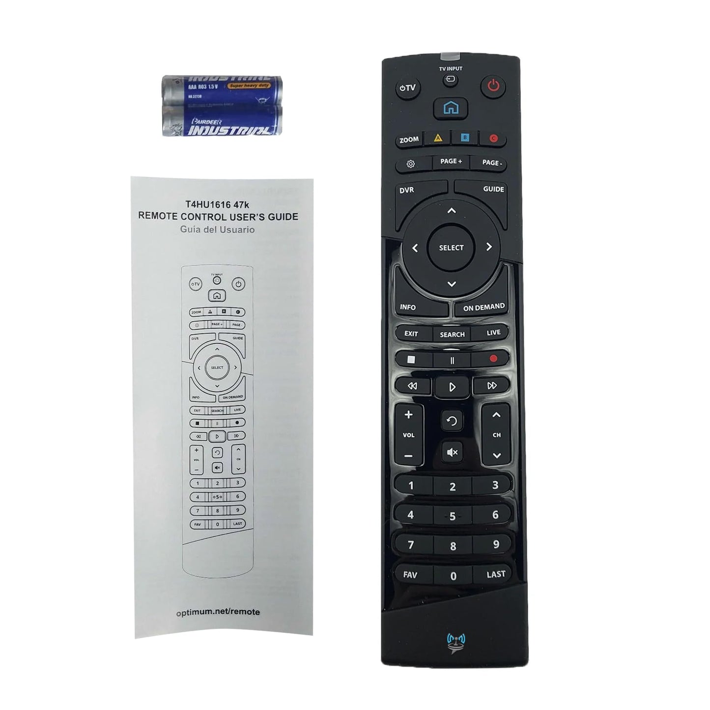 SatelliteSale Remote Control Replacement Compatible with Altice Optimum Cablevision Cable Box T4HIU2101/47k T4HU1616/47k