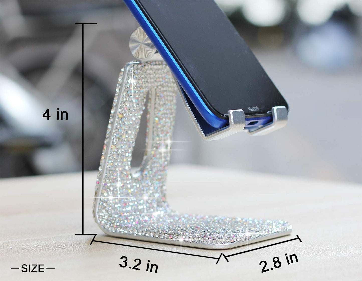 CARCHILE SZ Bling Rhinestone Crystal Adjustable Cell Phone Stand, Phone Holder for Desk, Phone Desktop Holder Stand Compatible with iPhone IPAD