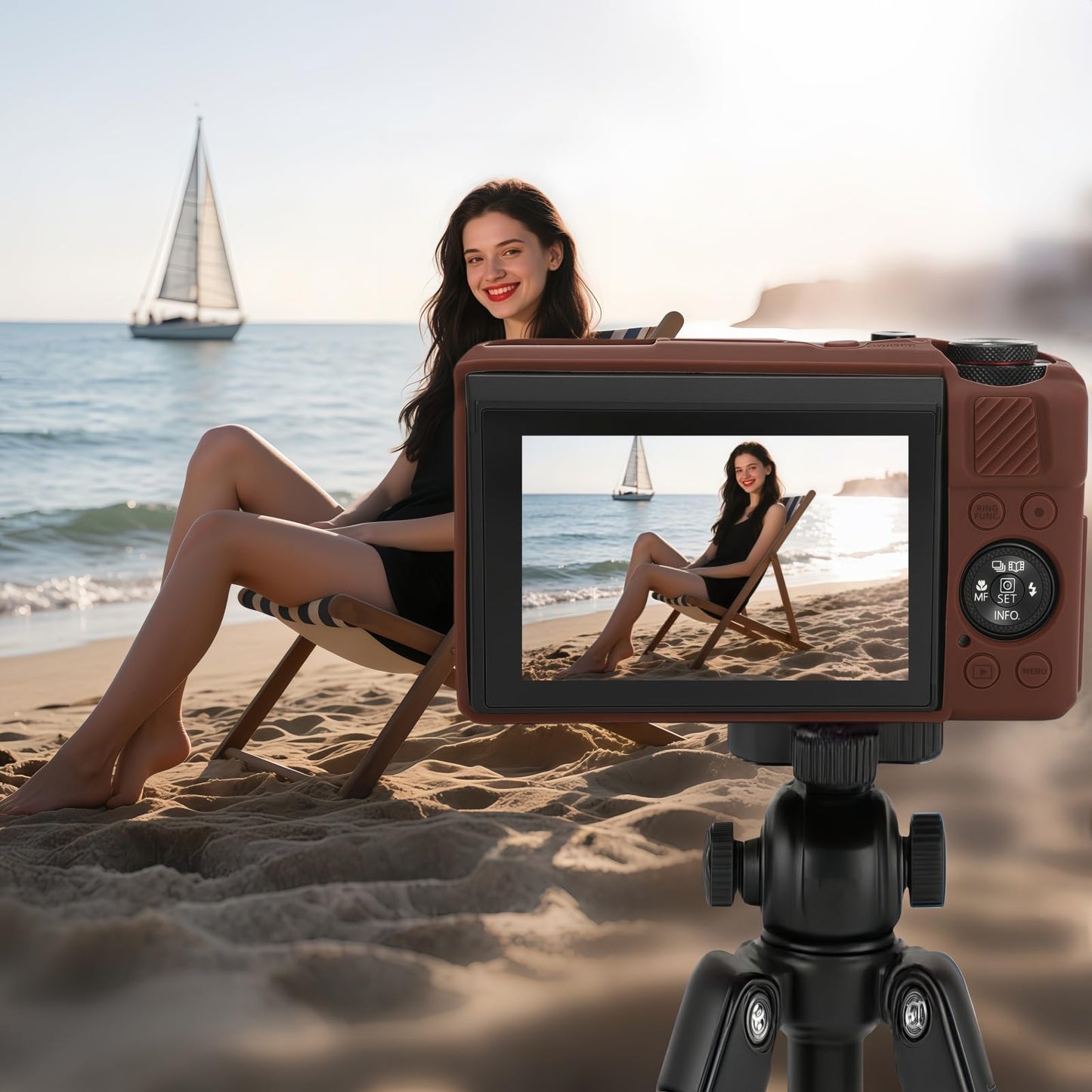 Case for Canon G7 X Mark II Camera, Soft Silicone Protective Case with Improved Down-Open Design, Lens Fully Clear, Includes 2 Screen Protectors & 1