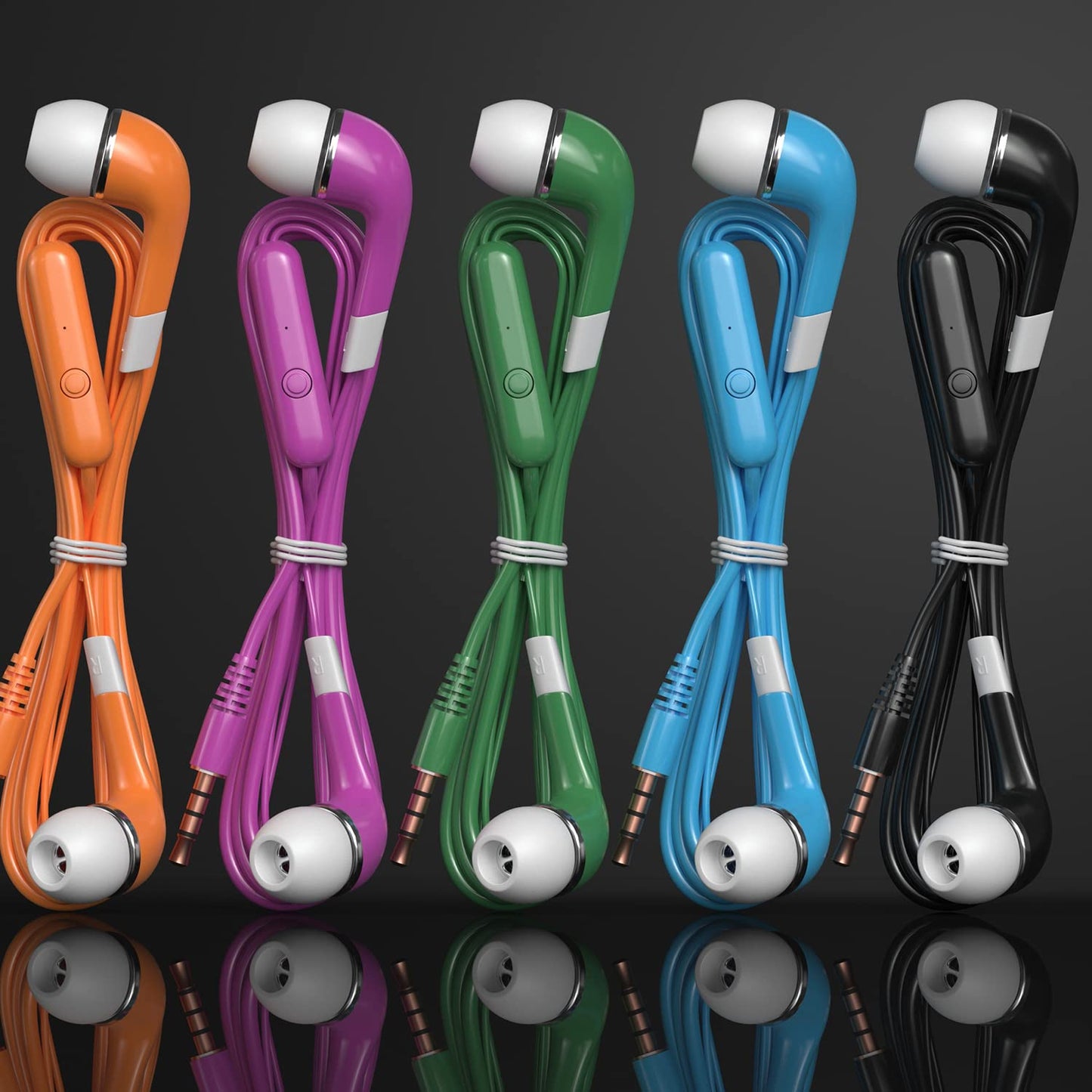 SP SOUNDPRETTY Bulk Earbuds with Microphone 10 Pack, Wired Earbuds Earphones Multicolor Headphones with mic for Kids for School for Classroom Students