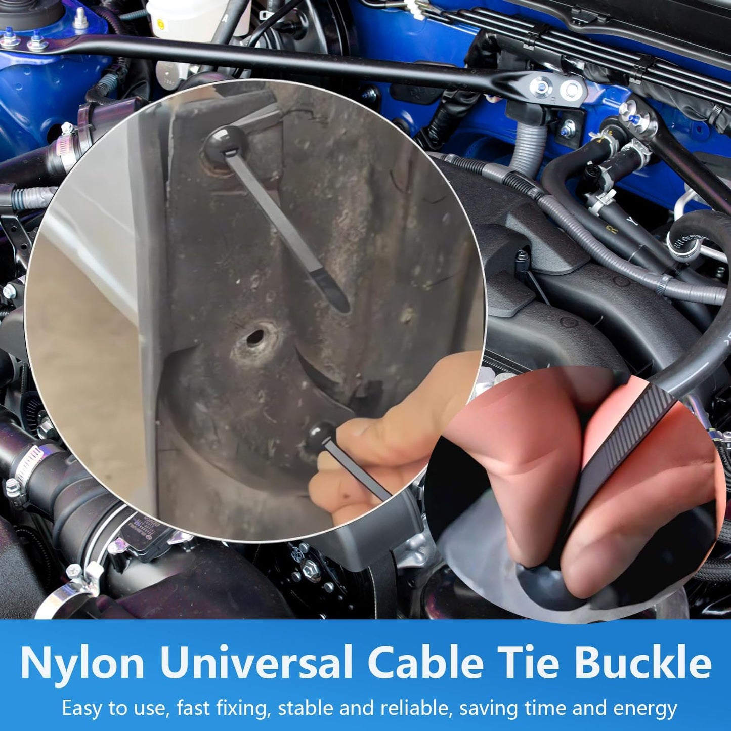 50pcs Nylon Universal Cable Tie Buckles, New Multifunctional Nylon Zip Ties With Pin & Button Design Plastic Cable Ties Tool Fasteners Car Body UV