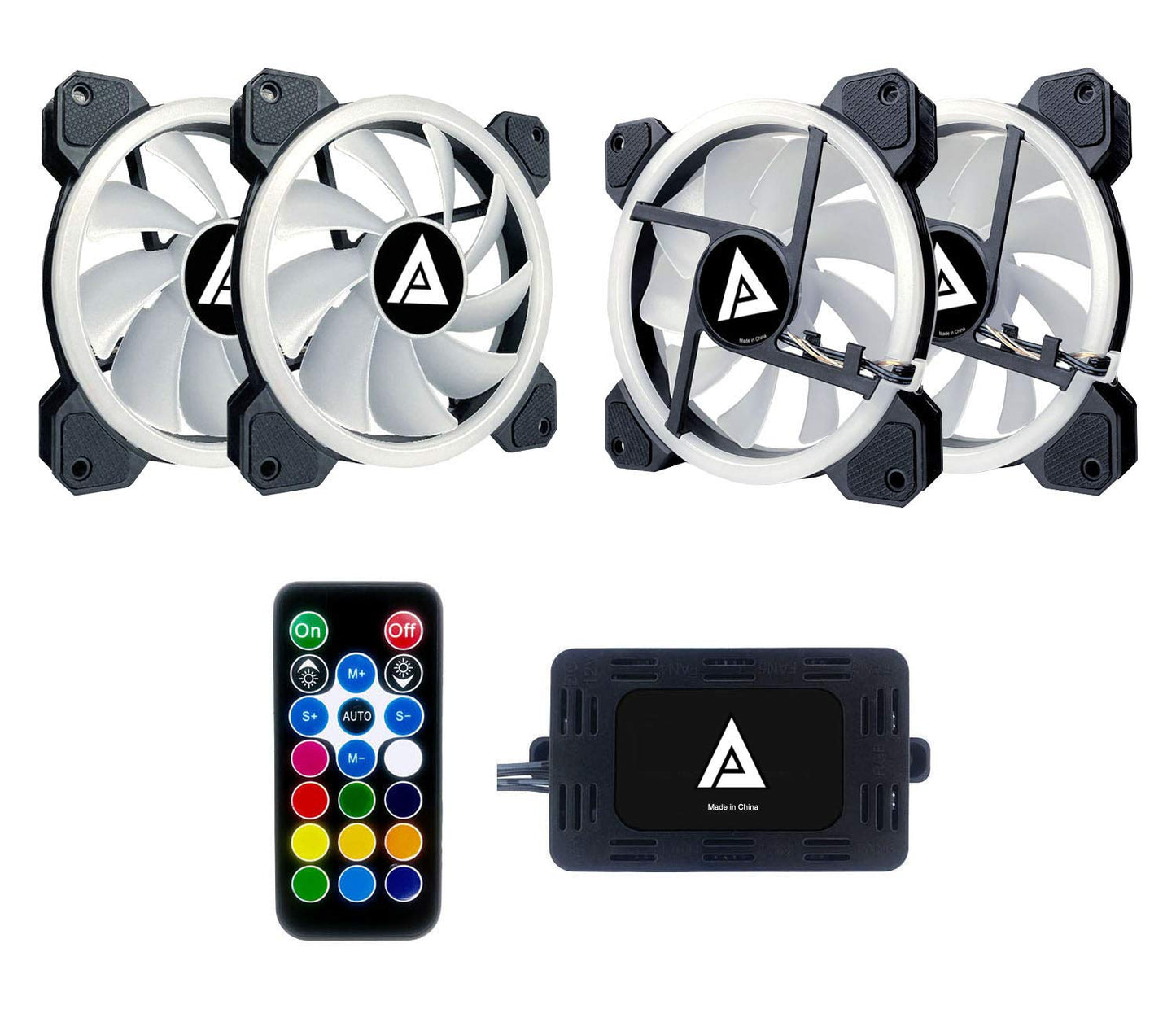 Apevia TL4-RGB Twilight 120mm Silent Dual-Ring RGB Color Changing LED Fan for Gaming with Remote Control, 28x LEDs & 8X Anti-Vibration Rubber Pads