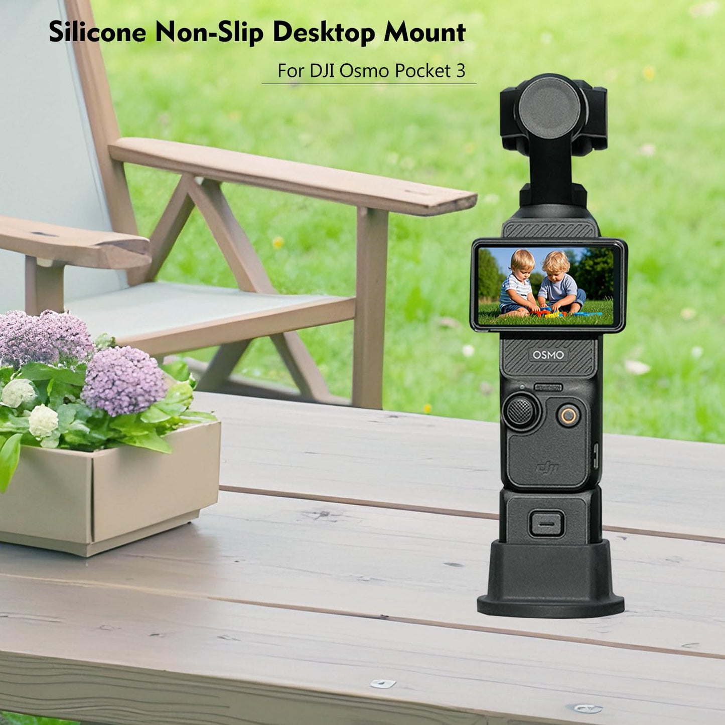 Suptig Tripod Mount, Silicone Non-Slip Desktop Mount for DJI Osmo Pocket 3, Osmo Pocket 3 Accessories(Black)