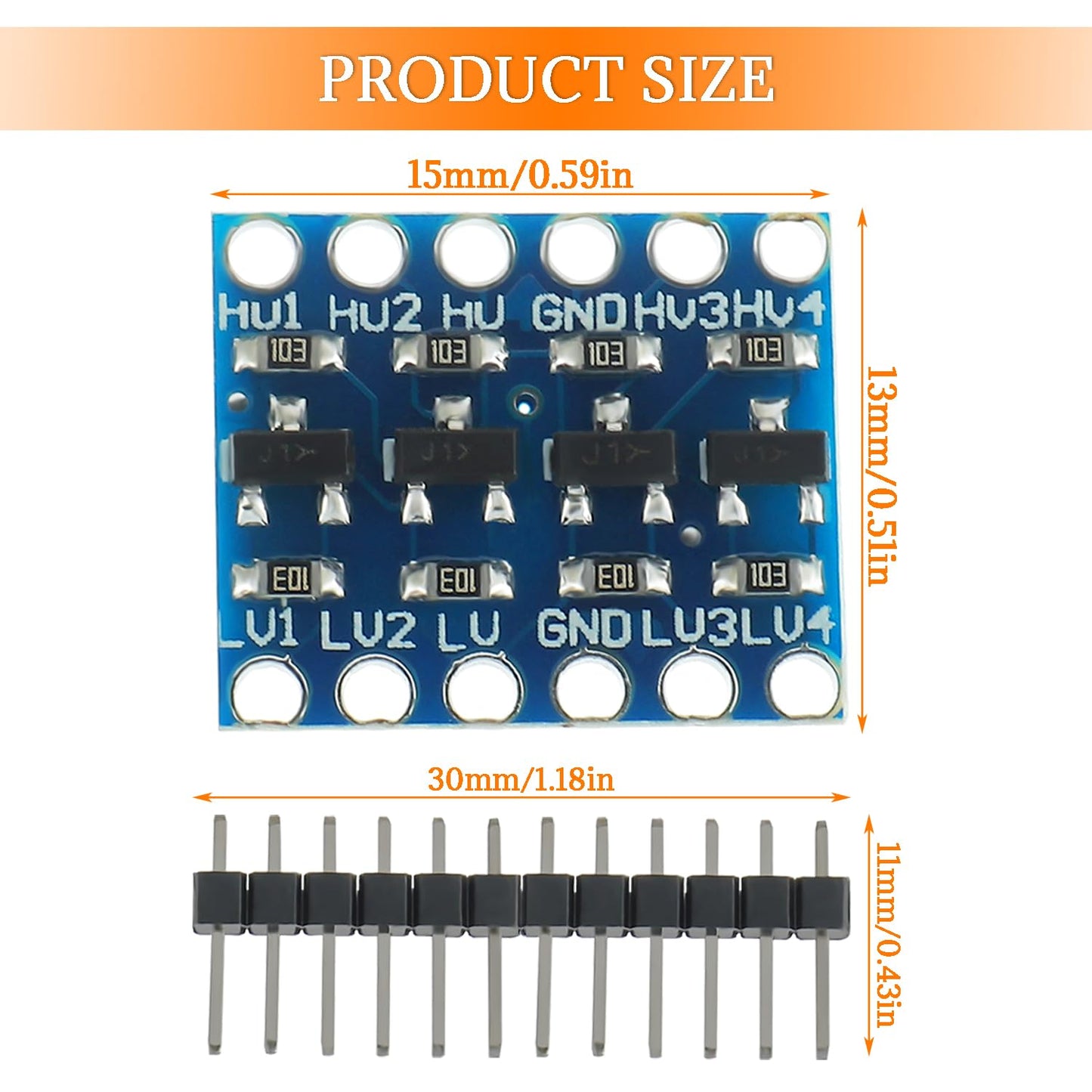HUAREW IIC I2C Logic Level Converter Bi-Directional Module with 4 Way Channels 5V to 3V Shifter Compatible with Arduino(12 pcs)