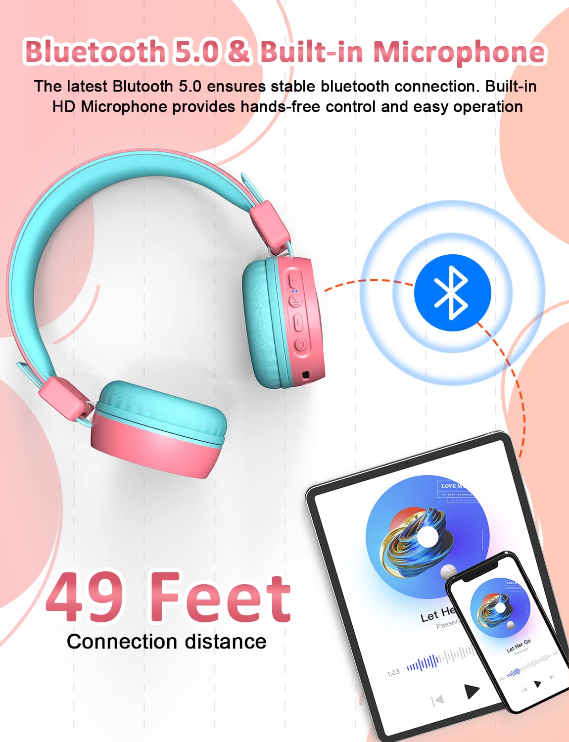 New Bee Kids Headphones Wired for School with Microphone KH20 HD Stereo Safe Volume Limited 85dB/94dB Foldable Lightweight…