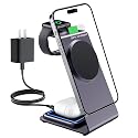 LEKOYE Magnetic 3 in 1 Wireless Charging Station for MagSafe iPhone and Multiple Apple Devices - Purple
