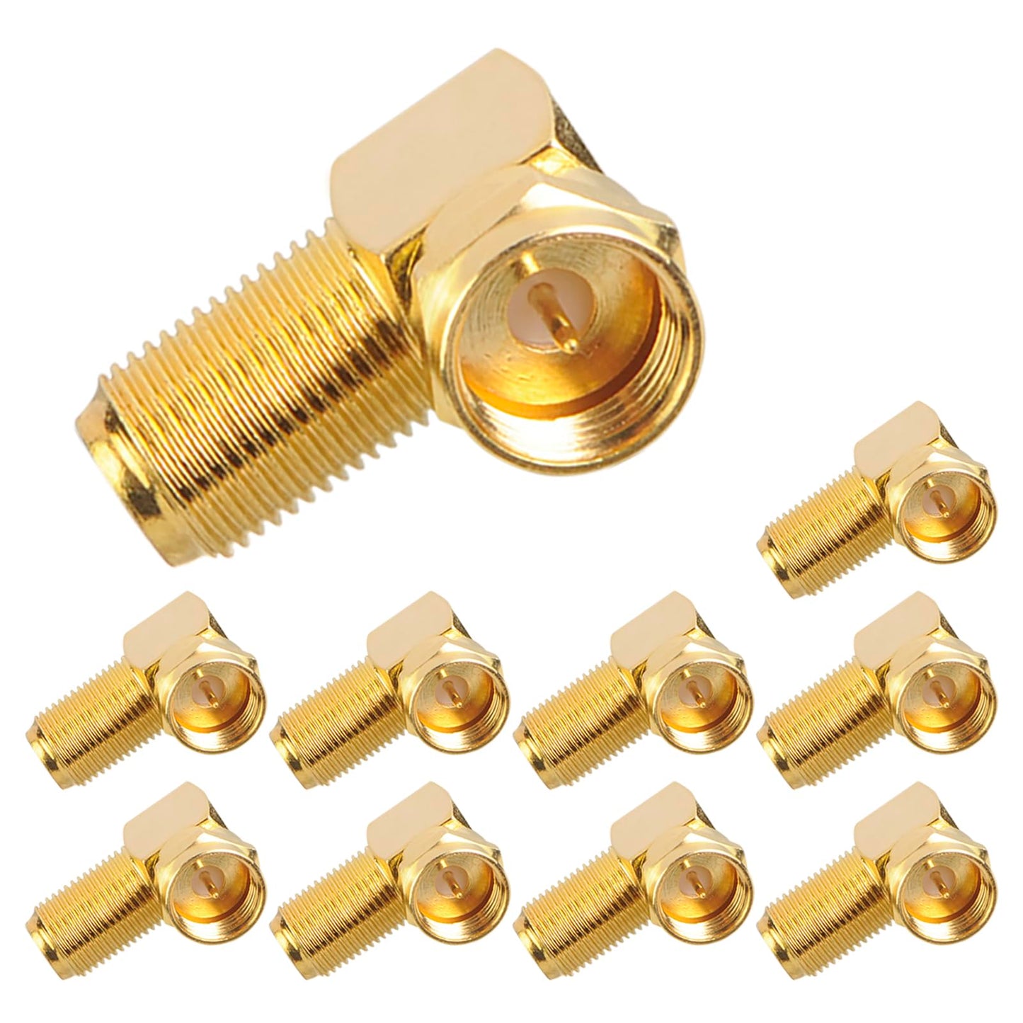 VCE 5-Pack 90 Degree Coaxial Connector, Right Angle F-Type RG6 Male to Female Adapter Gold Plated