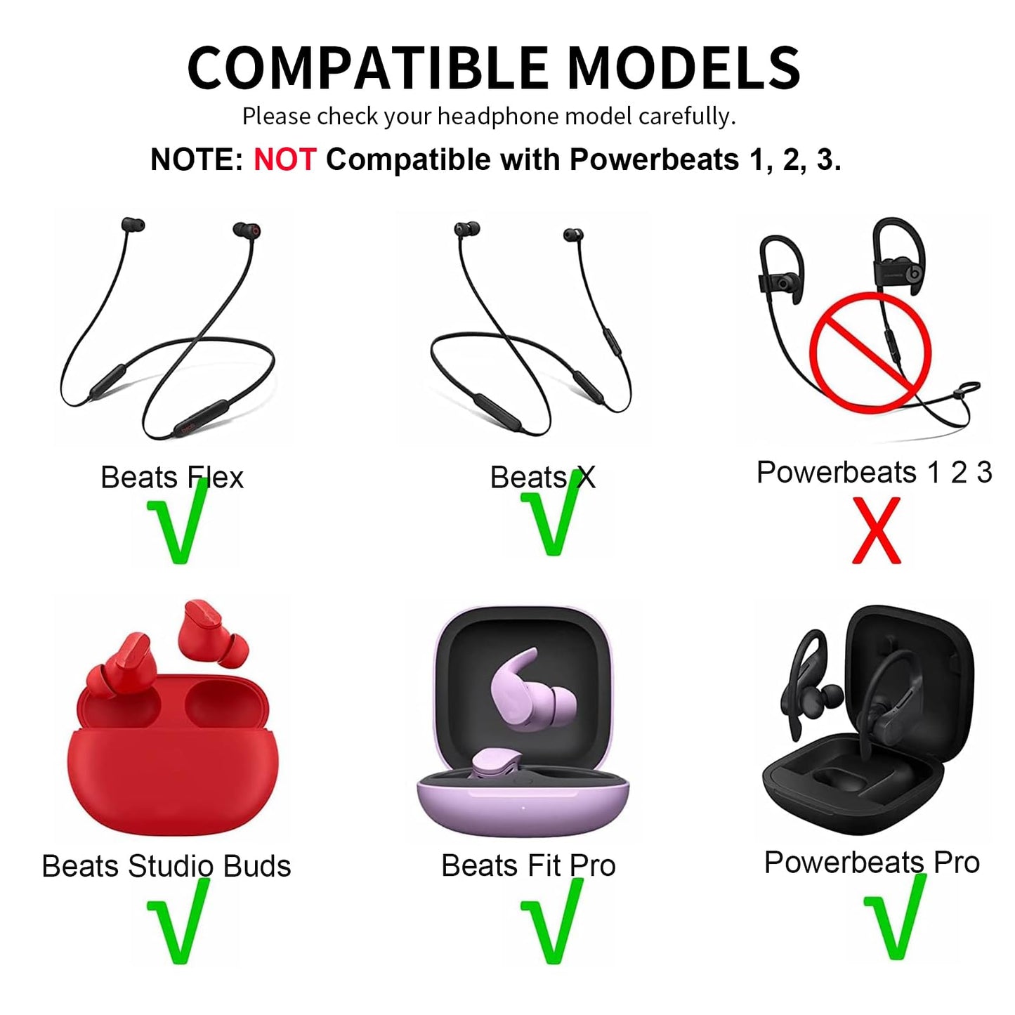 Miayaya Silicone Tips Replacement Earbuds Tips for Powerbeats Pro, Beats X, Beats Flex, Urbeats, BeatsTour Wireless Earphone Ear Tips Covers, S/M/L, 8