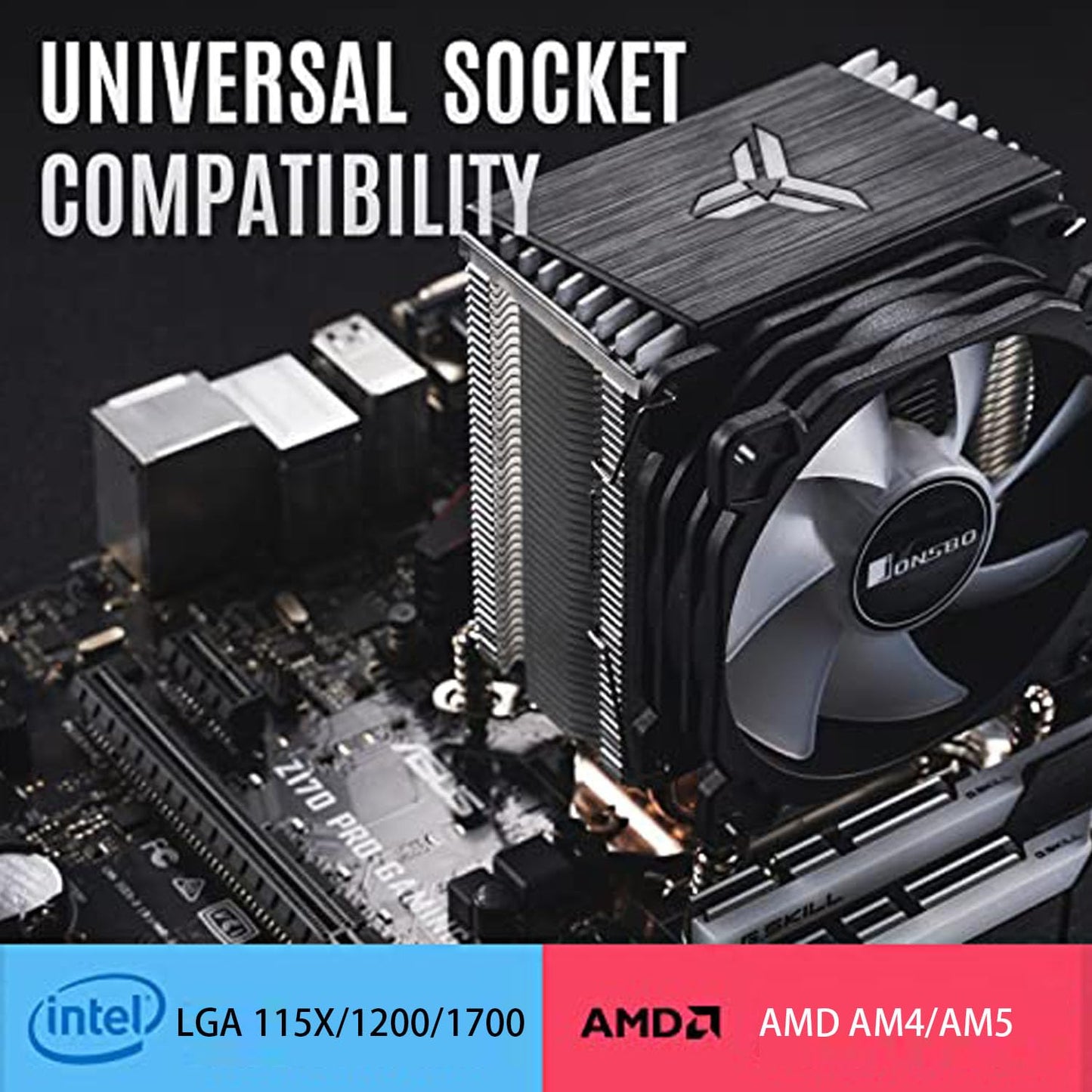 JONSBO CR1400 RGB CPU Air Cooler, 92mm PWM CPU Cooler with 4 Heat Pipes, Removable Computer PC Fans Easy to Install, Quiet Rainbow RGB Cooling Fan