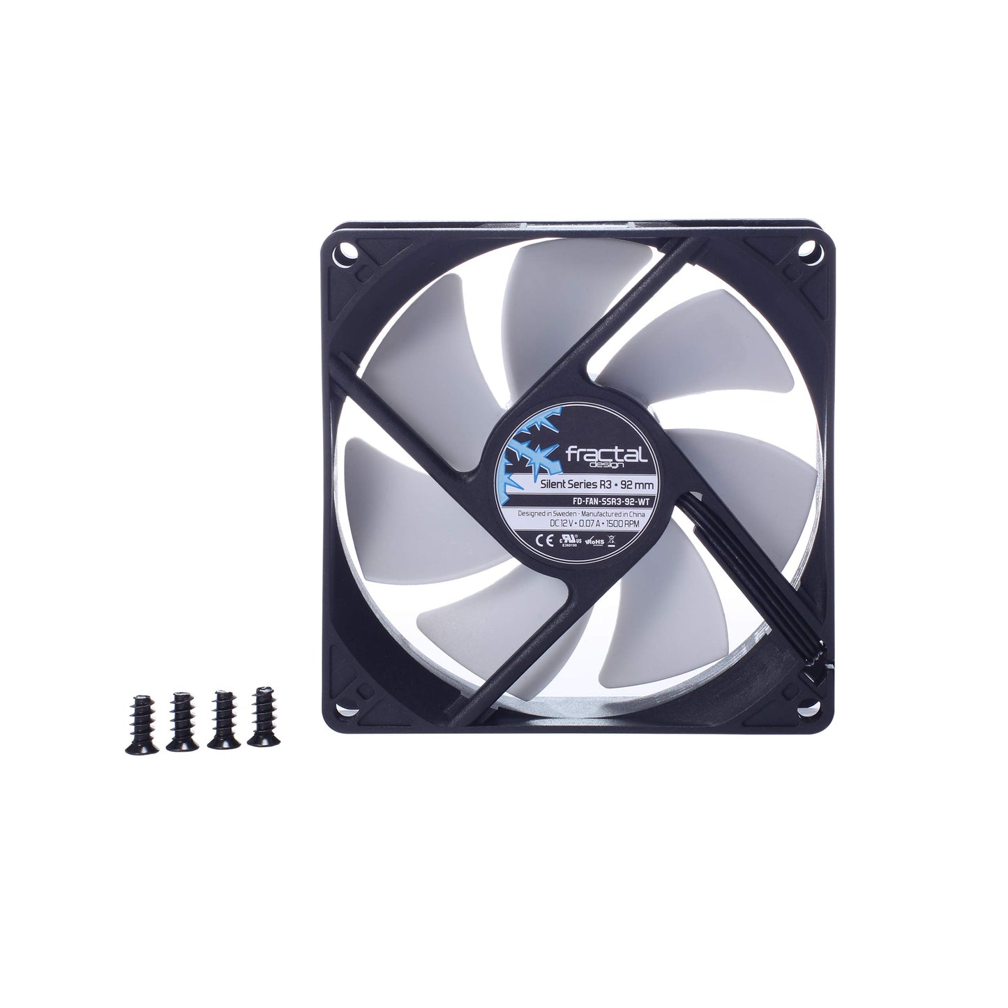Fractal Design FDFANSSR392WT Silent Series R3 92 mm Fan Cooling FD-FAN-SSR3-92-WT White