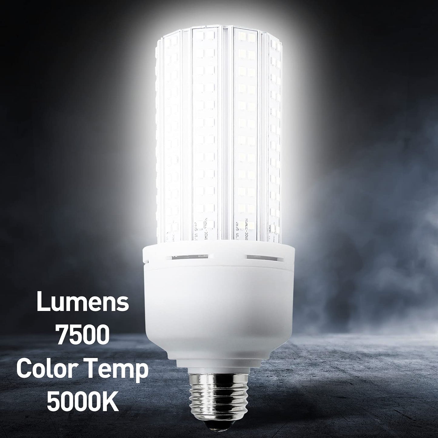 New Sunshine, 2 Pack LED Corn Light 600W Equivalent LED Corn Bulb 7500 Lumen 60W Large Area Cool Daylight White E26/E27 Medium Base for Garage