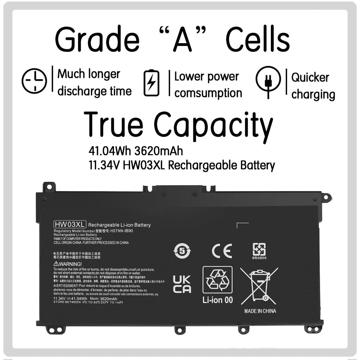 ESTENGPRO HW03XL L97300-005 Battery Replacement for HP Pavilion 15 15-EG 15-EH 15-eg0xxx 15-eg0073cl 15-eg0053cl 15-eg1053cl 15t-eg000 15-eh1xxx 17-CN